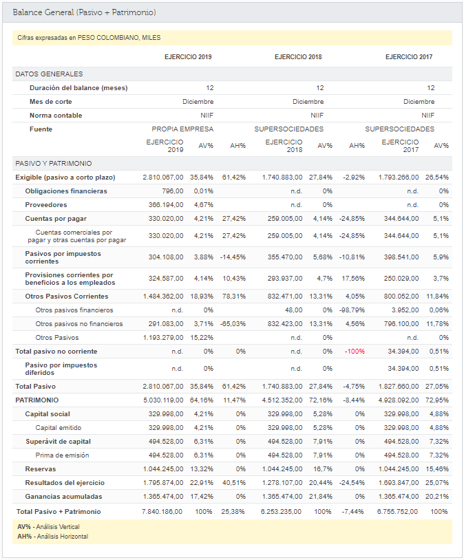 Estados Financieros (Balance General, Pasivo + Patrimonio)